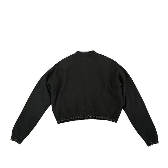 Vintage Dalmy’s Beaded Cardigan Black Wool Blend Christmas Women's M - Picture 2 of 12